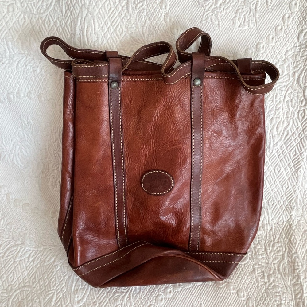 leather bag LARELLA ITALY bucket bag backpack w/ straps Italian vintage - Picture 16 of 17